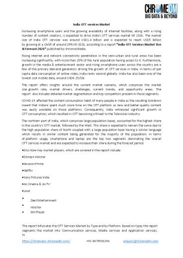 India OTT Services Market Size & Forecast 2026