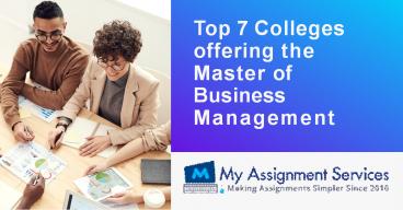 Top 7 Colleges offering the Master of Business Management