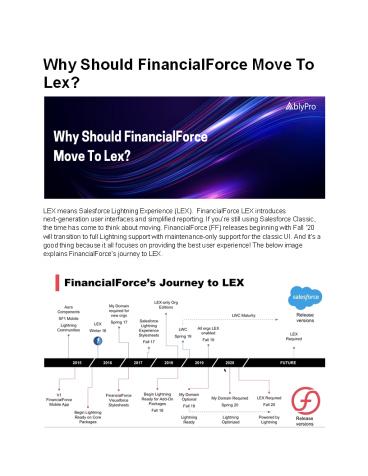 Why Should FinancialForce Move To Lex?