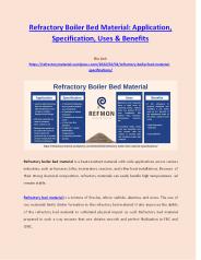 Refractory Boiler Bed Material: Application, Specification, Uses & Benefits