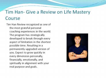 Life Mastery Achievers Course by Tim Han