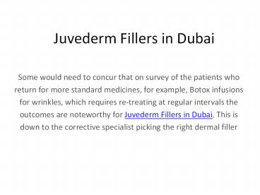 Juvederm Fillers in Dubai
