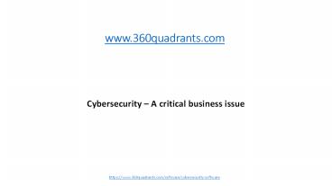 Cybersecurity – A critical business issue