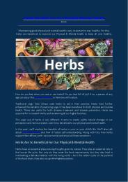Herbs Benefits for Our Physical Mental Health
