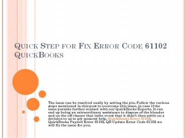 QuickBooks Payroll Error 61102