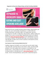 Hypnosis to Overcome Binge Eating and Quit Smoking Adelaide