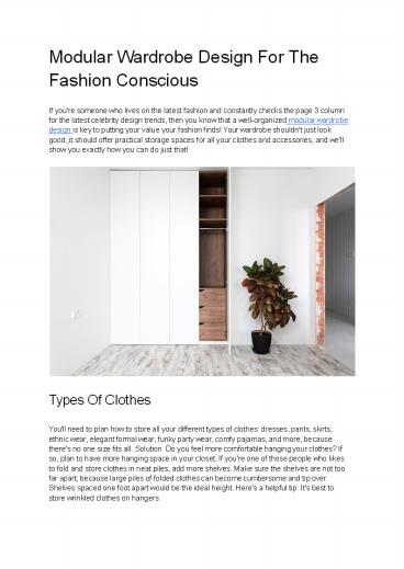 Modular Wardrobe Design For The Fashion Conscious