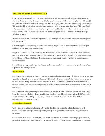 What are the benefits of hemp heart