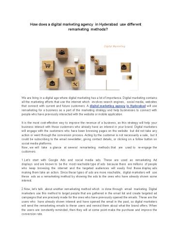 How does a digital marketing agency in Hyderabad use different remarketing methods?