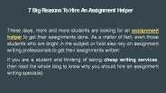 7 Big Reasons To Hire An Assignment Helper