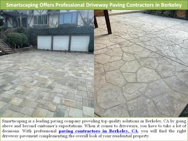 Smartscaping Offers Professional Driveway Paving Contractors in Berkeley