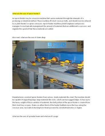 What are the uses of apron feeder