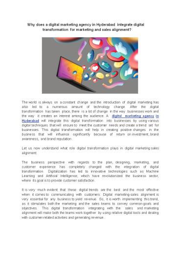 Why does a digital marketing agency in Hyderabad integrate digital transformation for marketing and sales alignment?