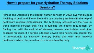 How to prepare for your Hydration Therapy Solutions Sessions?