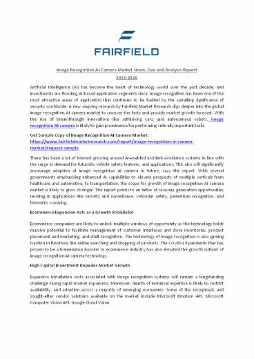 Image Recognition AI Camera Market Recent Innovations, Applications, Growth Analysis and Forecast Till 2026