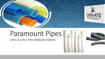 UPVC Pipe & CPVC Pipe Supplier & Exporter