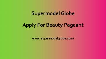 Registration For Beauty Pageant in India