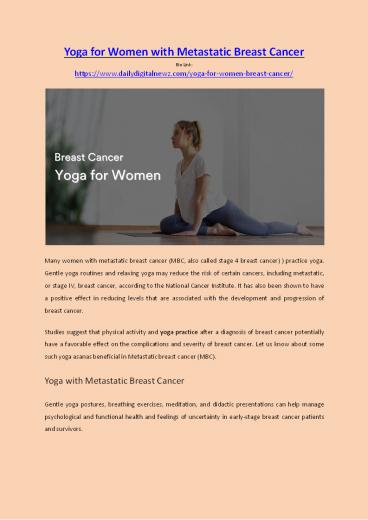 Yoga For Women With Metastatic Breast Cancer