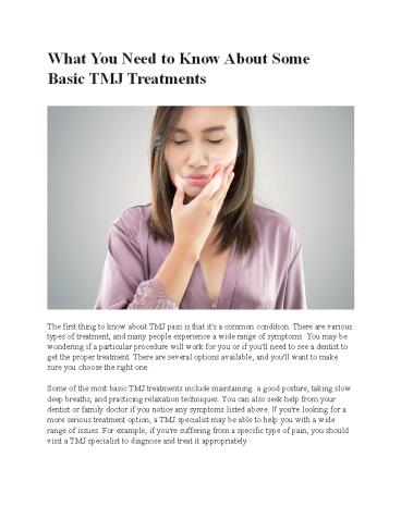 What You Need to Know About Some Basic TMJ Treatments