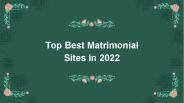 Top Best Matrimonial Sites In 2022