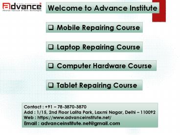 Advance Laptop Repairing Course In Delhi, India