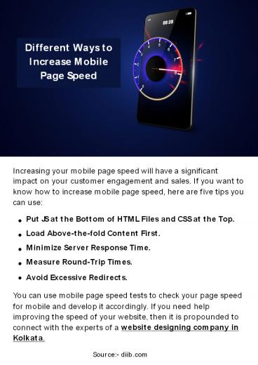 Different Ways to Increase Mobile Page Speed