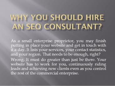 Why you should hire an SEO Consultant
