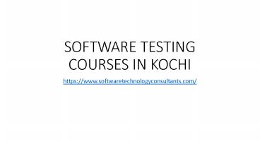 best software testing courses in Kochi