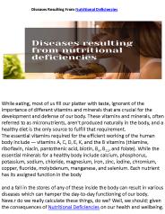 Diseases Resulting From Nutritional Deficiencies