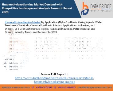 Hexamethylenediamine Market Demand with Competitive Landscape and Analysis Research Report 2028