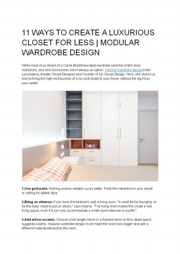 11 WAYS TO CREATE A LUXURIOUS CLOSET FOR LESS | MODULAR WARDROBE DESIGN