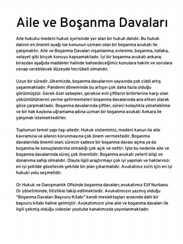 Aile ve Boşanma Davaları