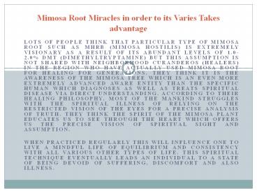 Mimosa Root Miracles in order to its Varies