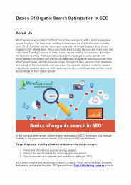 Basics Of Organic Search Optimization In SEO