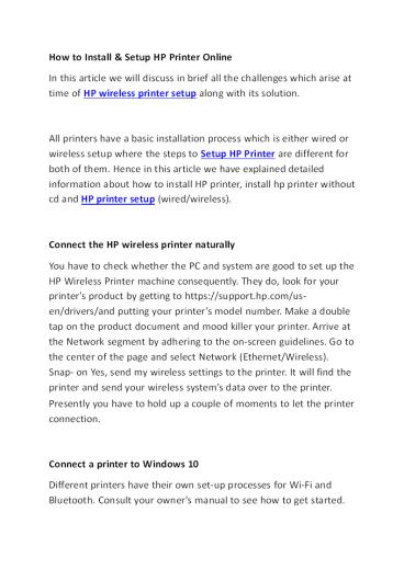 How to set up wireless hp printer?