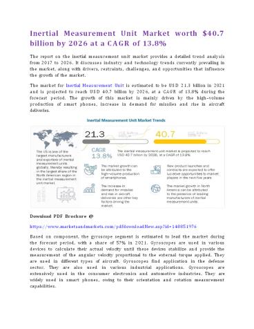Inertial Measurement Unit Market worth $40.7 billion by 2026 at a CAGR of 13.8%
