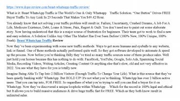 Beast WhatsApp Traffic Review