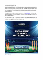 EXPLAINED CRICKET BETTING TIPS