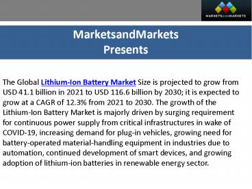 Lithium-Ion Battery Market Trends, Key Players and Forecast 2030