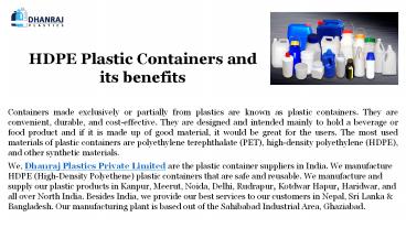 HDPE Plastic containers and its benefits
