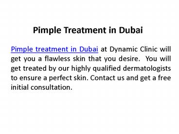 pimple treatment in dubai