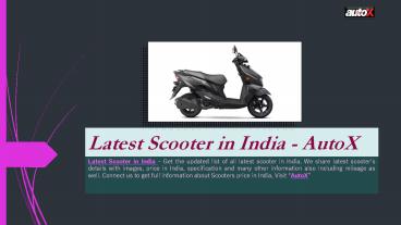 New Latest Scooter in India | Price | Images - autoX