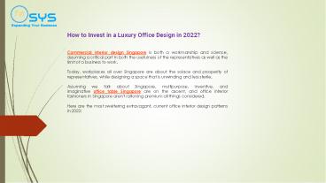 How to Invest in a Luxury Office Design in 2022?