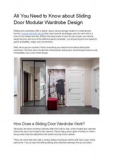 All You Need to Know about Sliding Door Modular Wardrobe Design