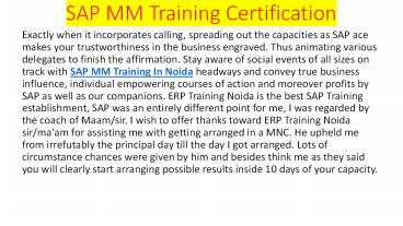 SAP MM Training Institute In Noida