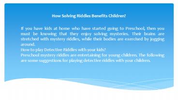 How Solving Riddles Benefits Children?
