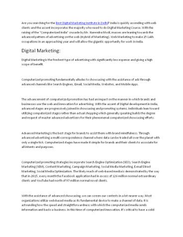 Best Online Marketing Institute in Delhi