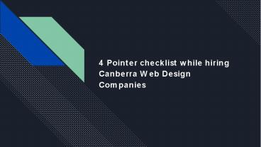 4 Pointer checklist while hiring Canberra Web Design Companies