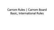 Carrom Rules | Carrom Board Basic, International Rules