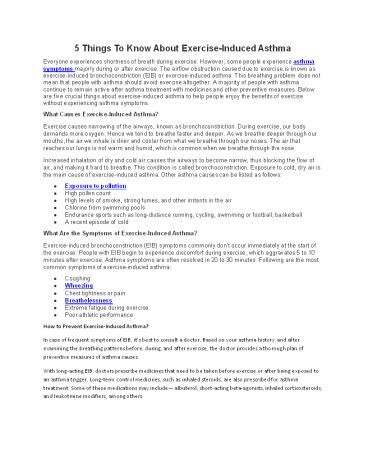 Breathefree - 5 Things To Know About Exercise-Induced Asthma